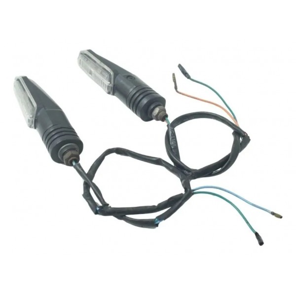 Par Pisca Traseiro Paralelo C/ Avaria Kawasaki Zx6r 08-12 Direito Cinza