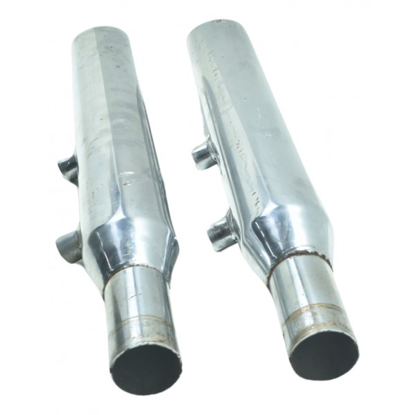 Par Ponteira Escape C/ Detalhe Esportivo Harley Xl 1200 2013 Prateado