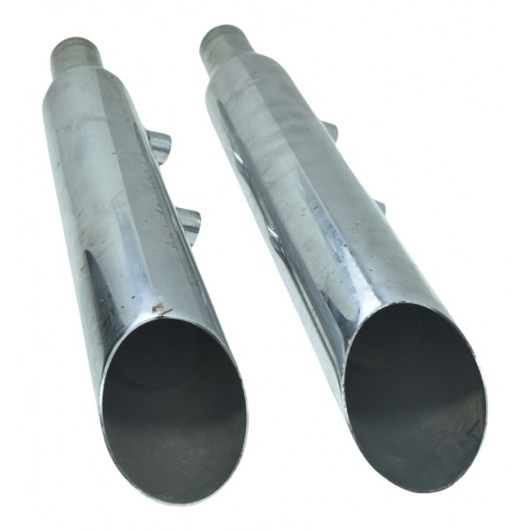 Par Ponteira Escape C/ Detalhe Esportivo Harley Xl 1200 2013 Prateado