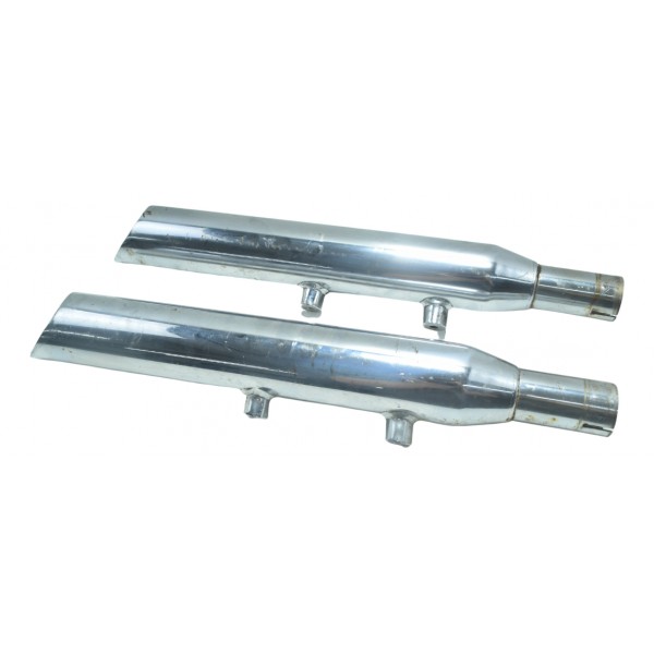 Par Ponteira Escape C/ Detalhe Esportivo Harley Xl 1200 2013 Prateado